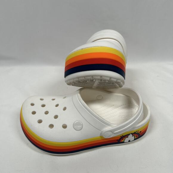 Disney Crocs J/M W Sz 6 White Fantasyland Castle Rainbow Platform White - Picture 1 of 4
